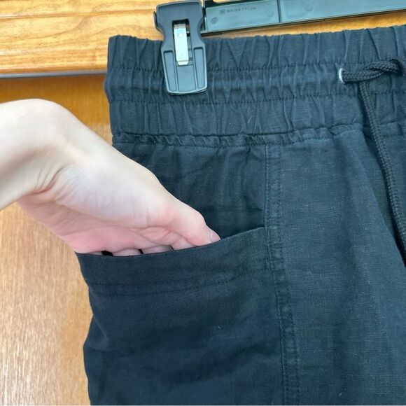 Athleta Cabo Linen Mini Shorts 4" in Black Size 4 Lightweight Breathable Coastal - Picture 5 of 10